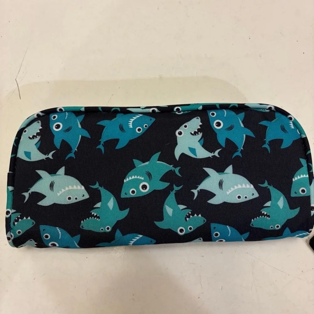NWT Basics blue shark pencil case